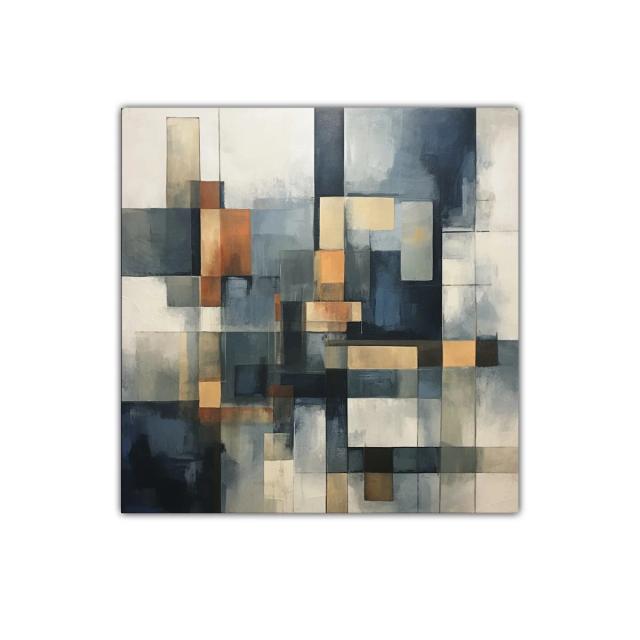 Composición abstracta en tonos azules y cálidos