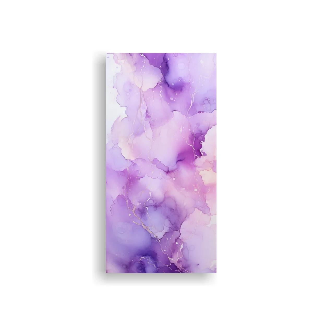 Cuadro mancha abstracta en acuarela violeta con trazos claros — imagen principal
