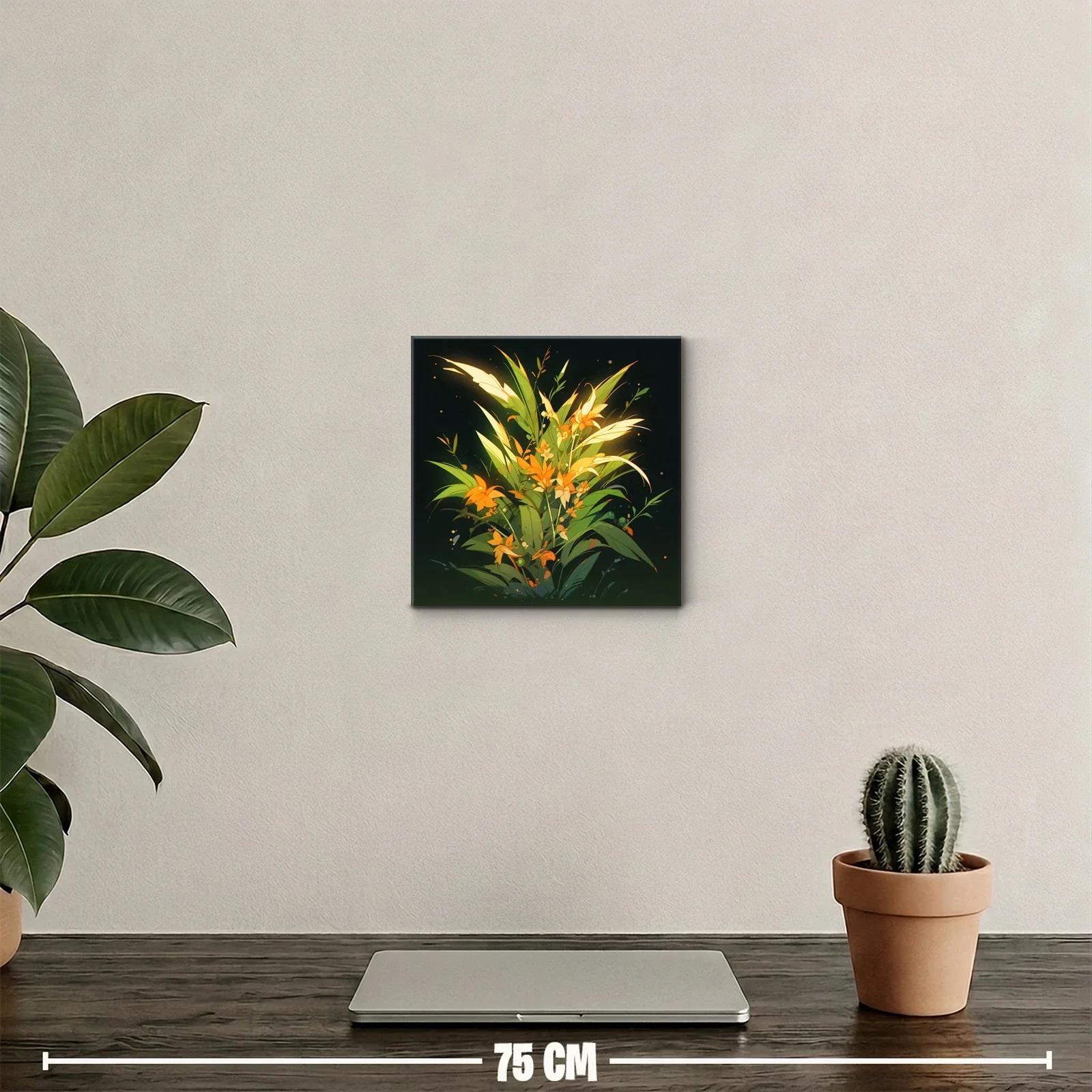 Composición floral vibrante con tonos verdes y naranjas — miniatura 2