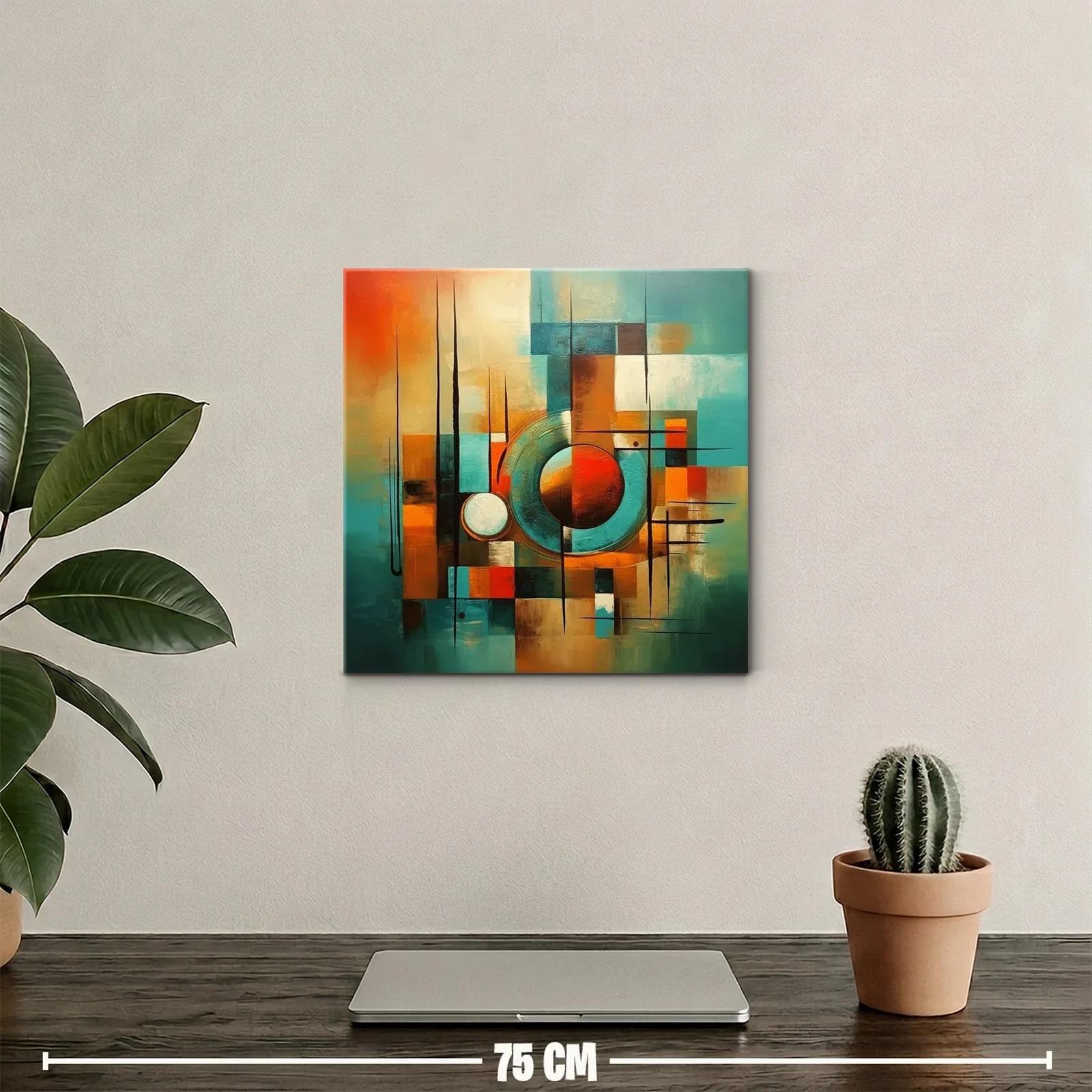 Composición abstracta en tonos cálidos y azules vibrantes — miniatura 2