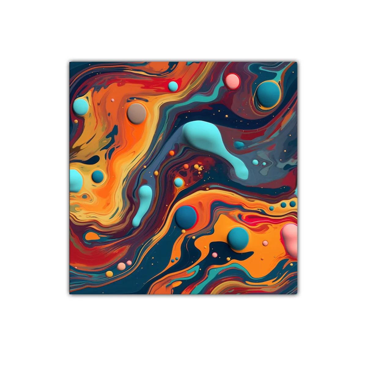 Cuadro abstracto con movimiento y colores vibrantes