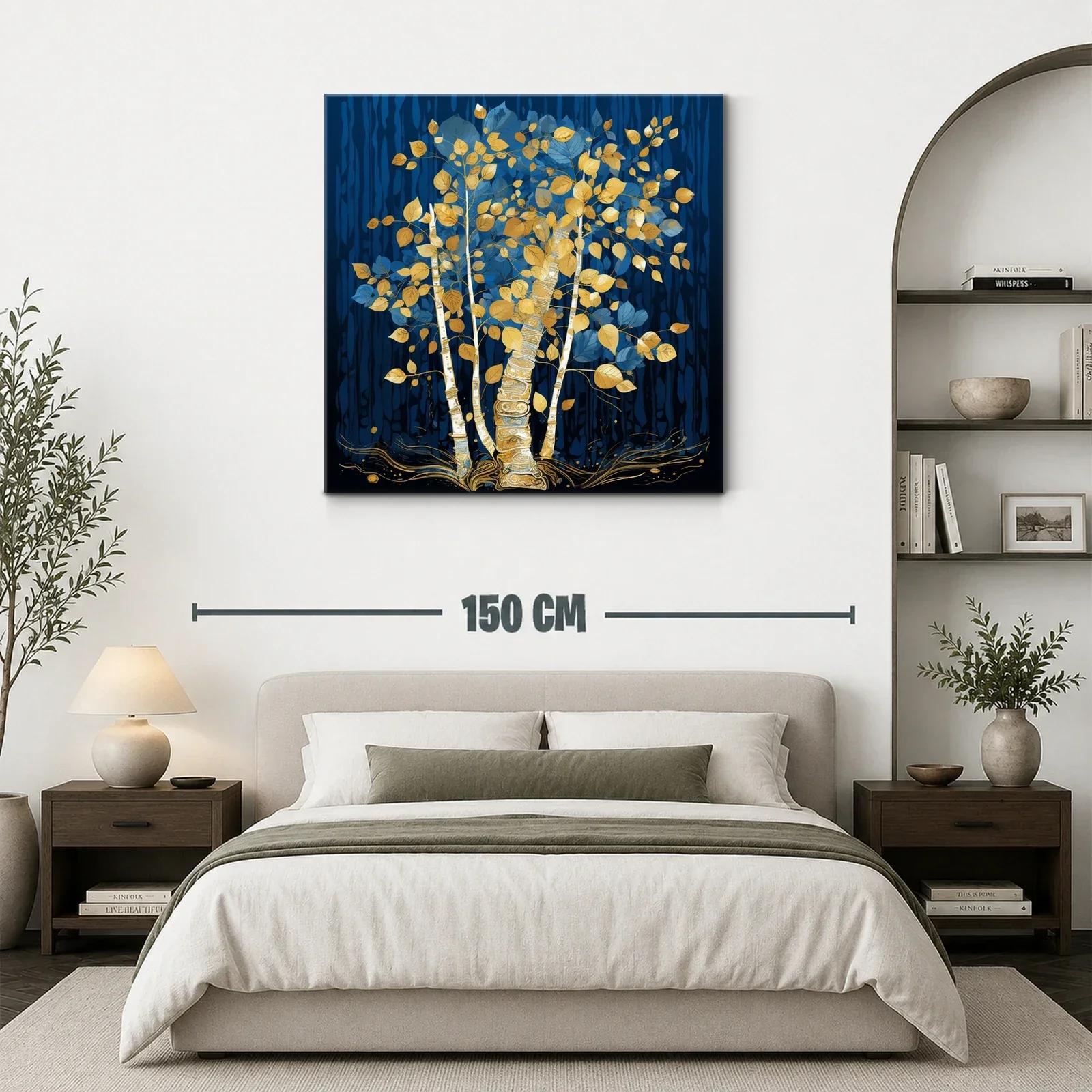 Árbol dorado sobre fondo azul profundo — miniatura 3