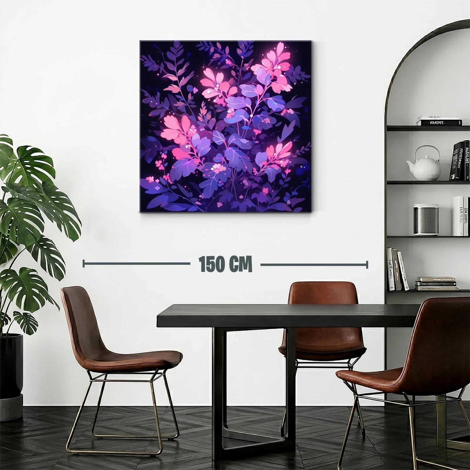 Cuadro de flores vibrantes en tonos púrpura y rosa — miniatura 2