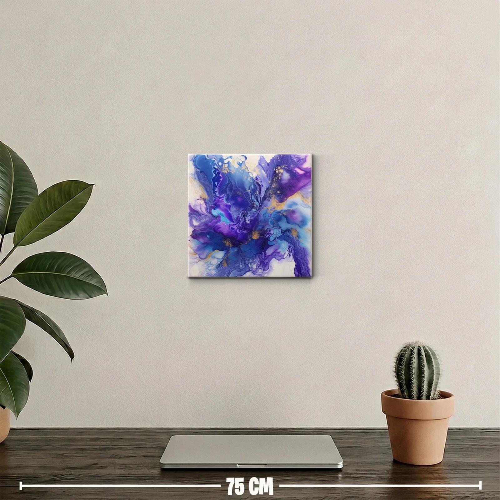 Cuadro decorativo abstracto con tonos azul y morado vibrante — miniatura 2