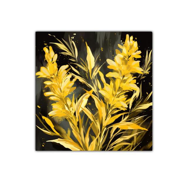 Flores doradas vibrantes sobre fondo oscuro elegante