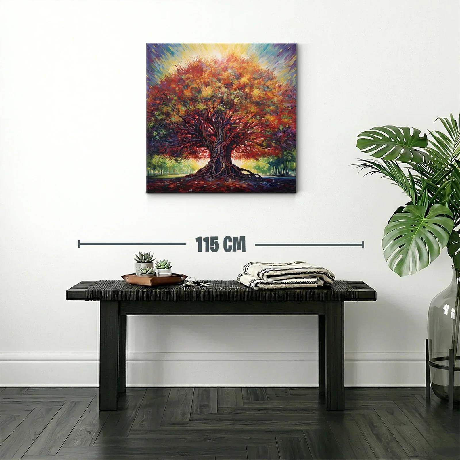 Árbol vibrante con follaje en llamas y luz radiante — miniatura 2