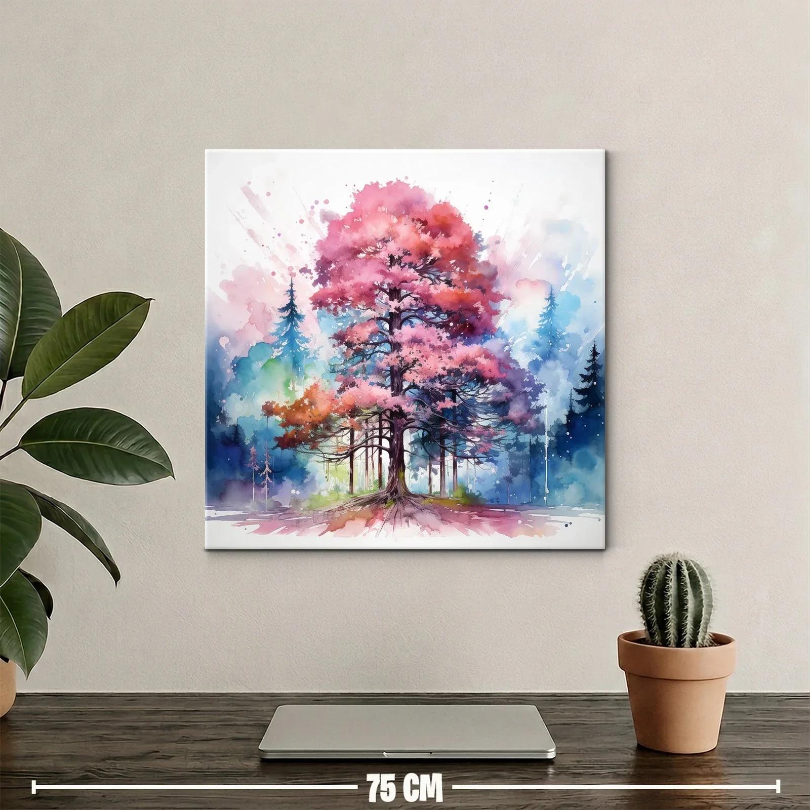 Árbol vibrante con tonos rosas y azules en entorno natural — miniatura 2