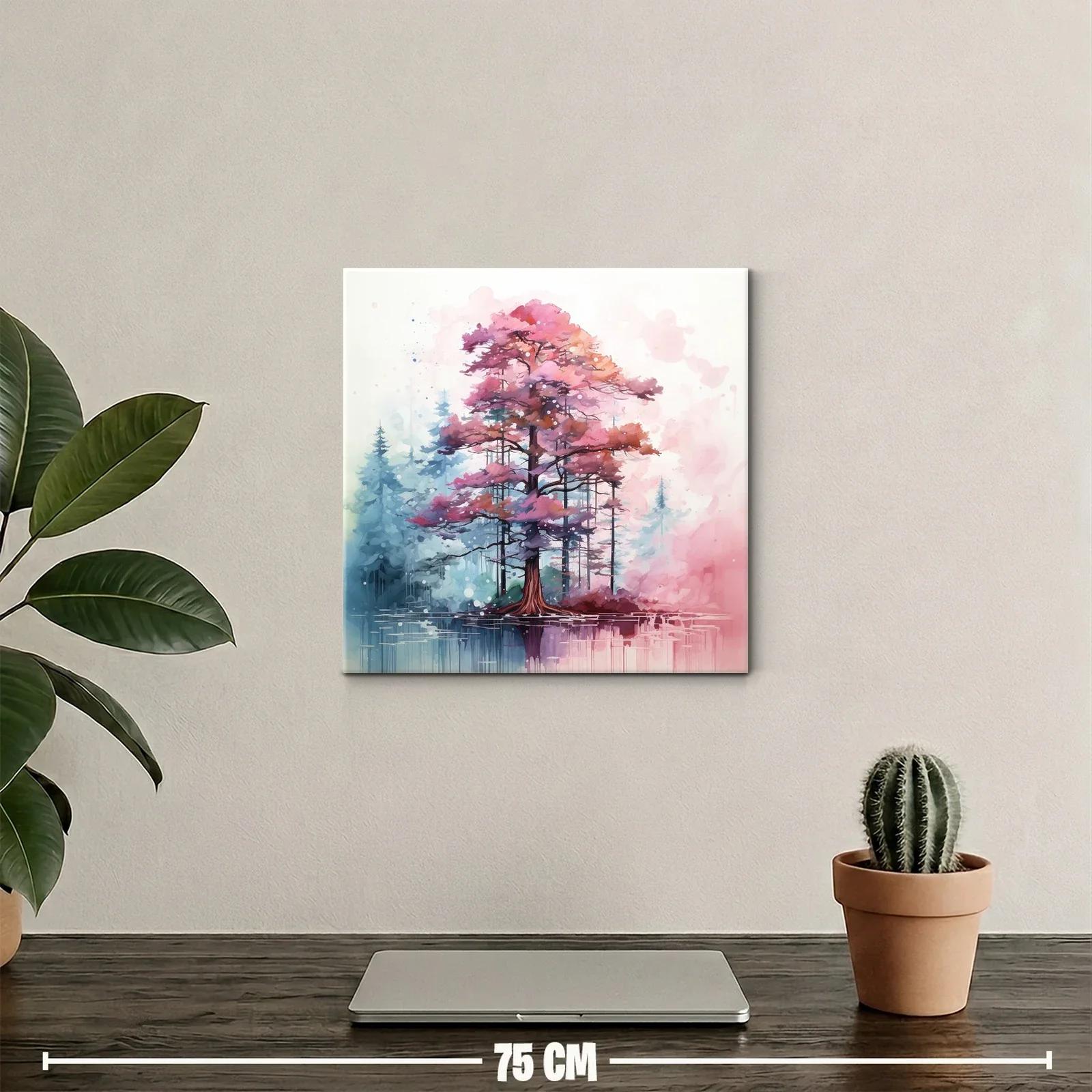 Árbol en tonos rosas y azules con reflejo en agua — miniatura 2