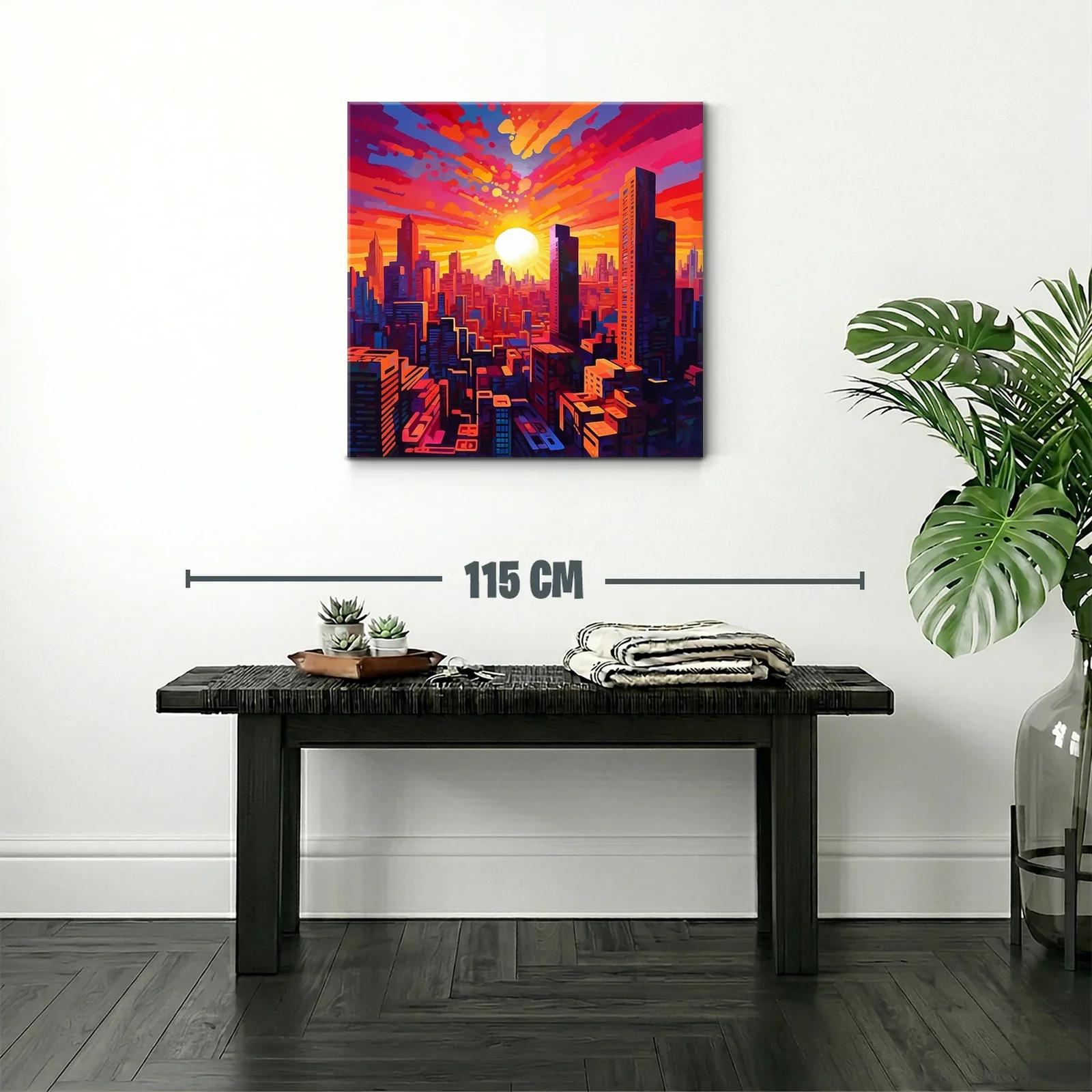 Atardecer vibrante sobre ciudad moderna llena de energía — miniatura 2