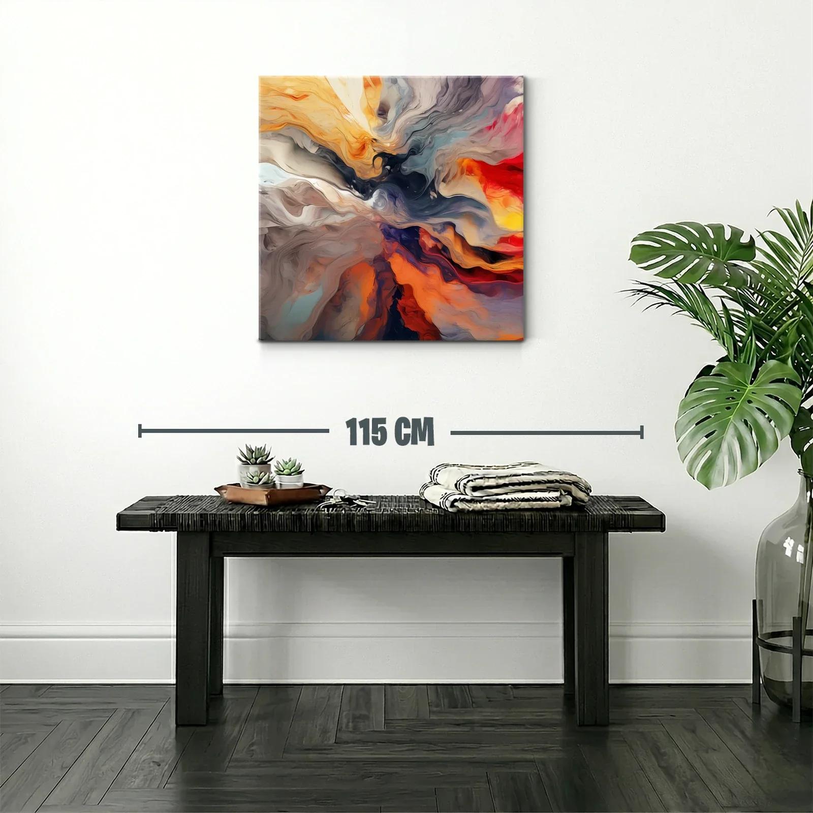 Cuadro abstracto con vibrantes tonos cálidos y fríos — miniatura 2
