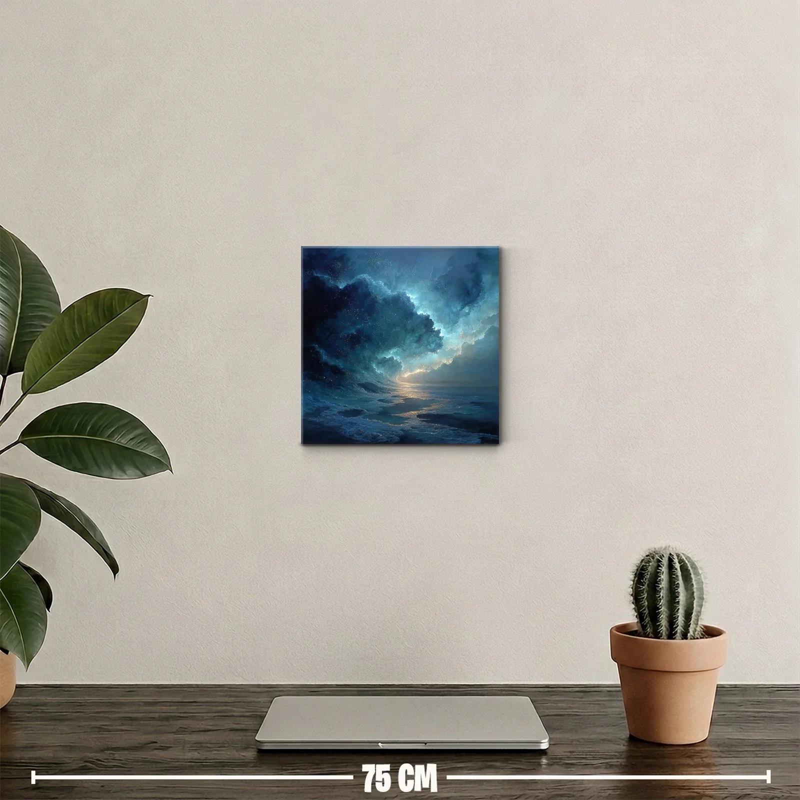 Olas nocturnas con destellos de luz en azul profundo — miniatura 2