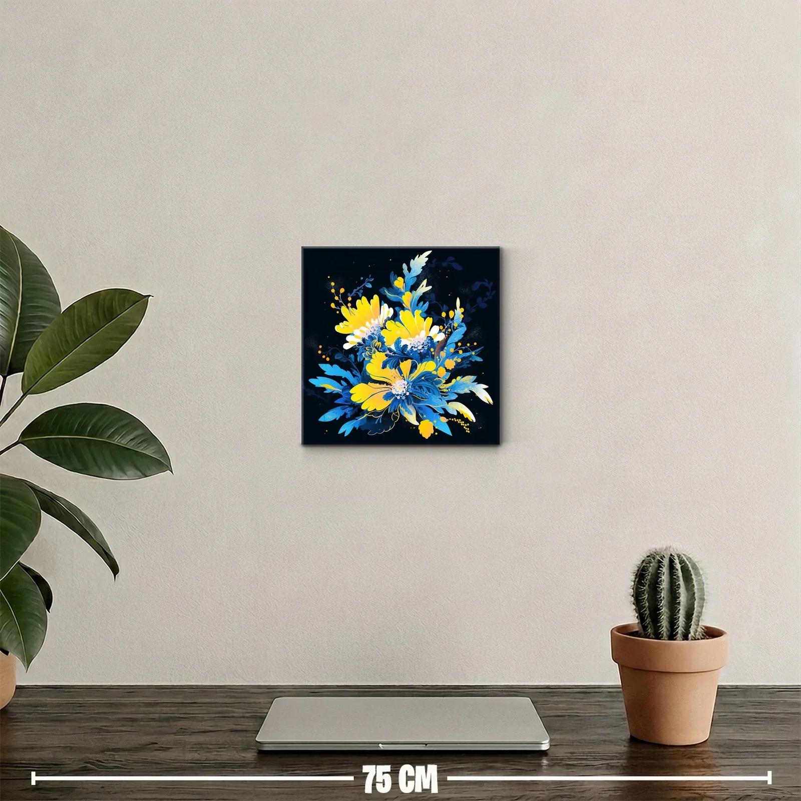Composición floral vibrante en tonos azul y amarillo — miniatura 2