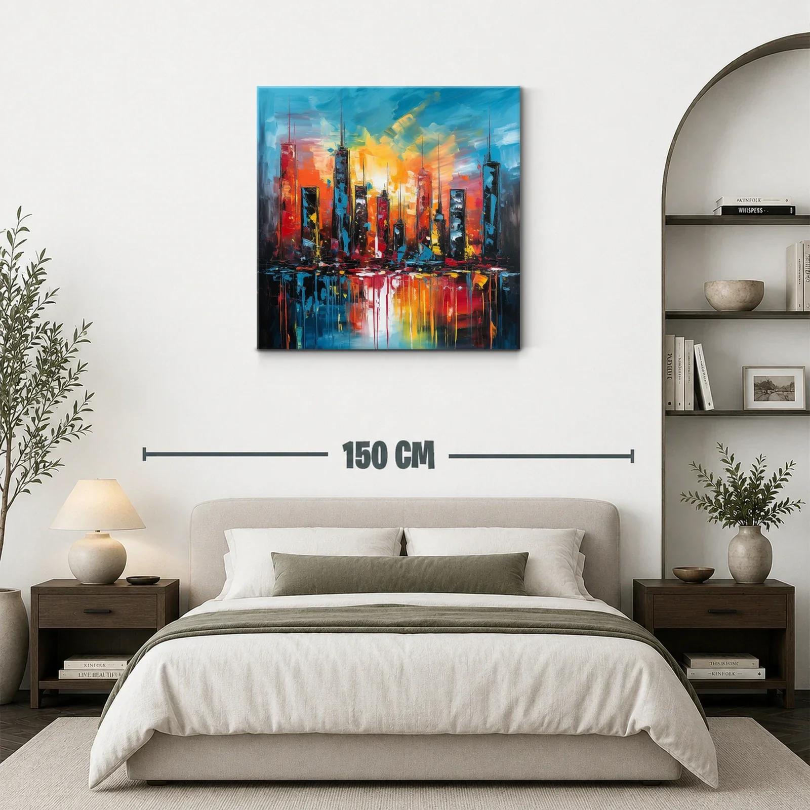 Atardecer vibrante sobre skyline urbano moderno — miniatura 3