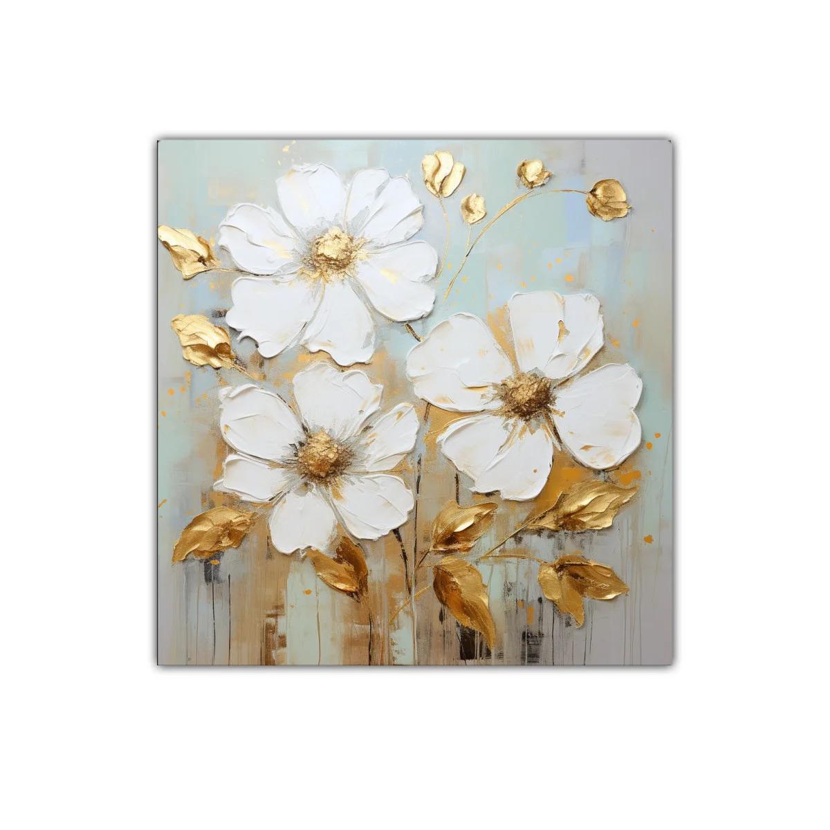 Flores blancas y doradas con toque elegante y moderno