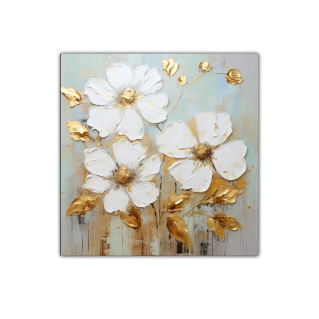 Flores blancas y doradas con toque elegante y moderno