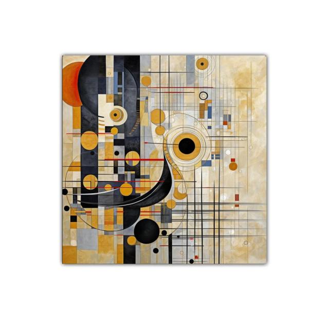 Cuadro con formas geométricas oro gris y negro moderno