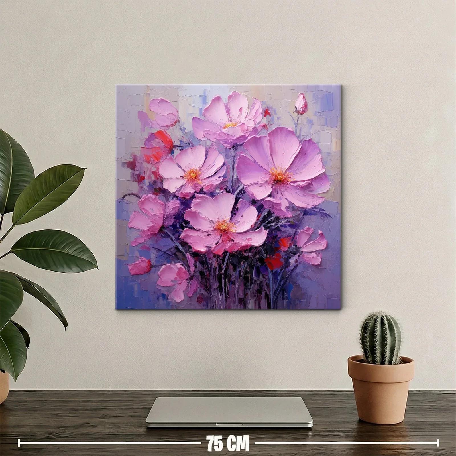 Cuadro moderno con ramo de flores en tonos rosas y lilas — miniatura 2