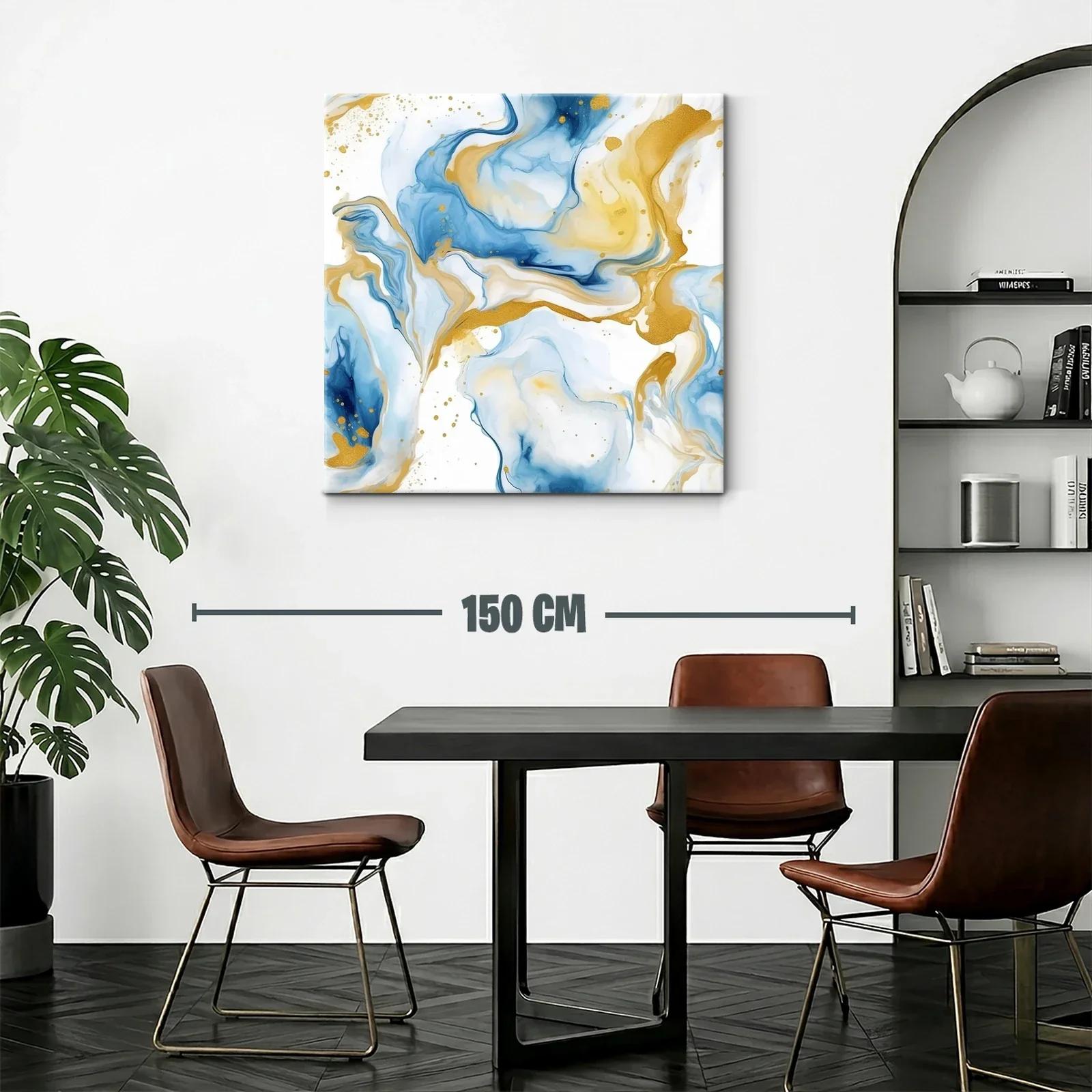 Composición abstracta en tonos azules y dorados — miniatura 2