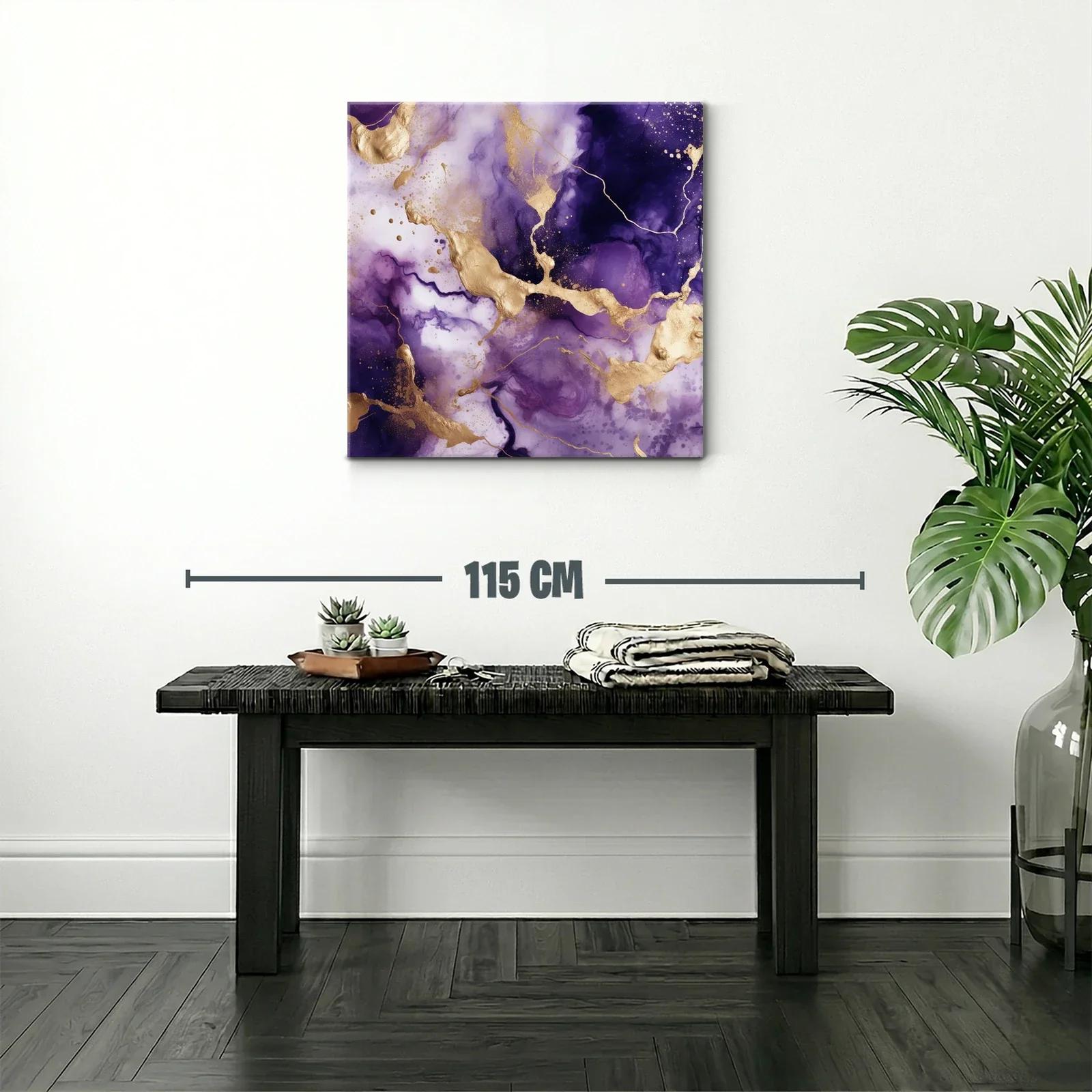 Arte abstracto en tonos púrpura y dorado elegante y moderno — miniatura 2