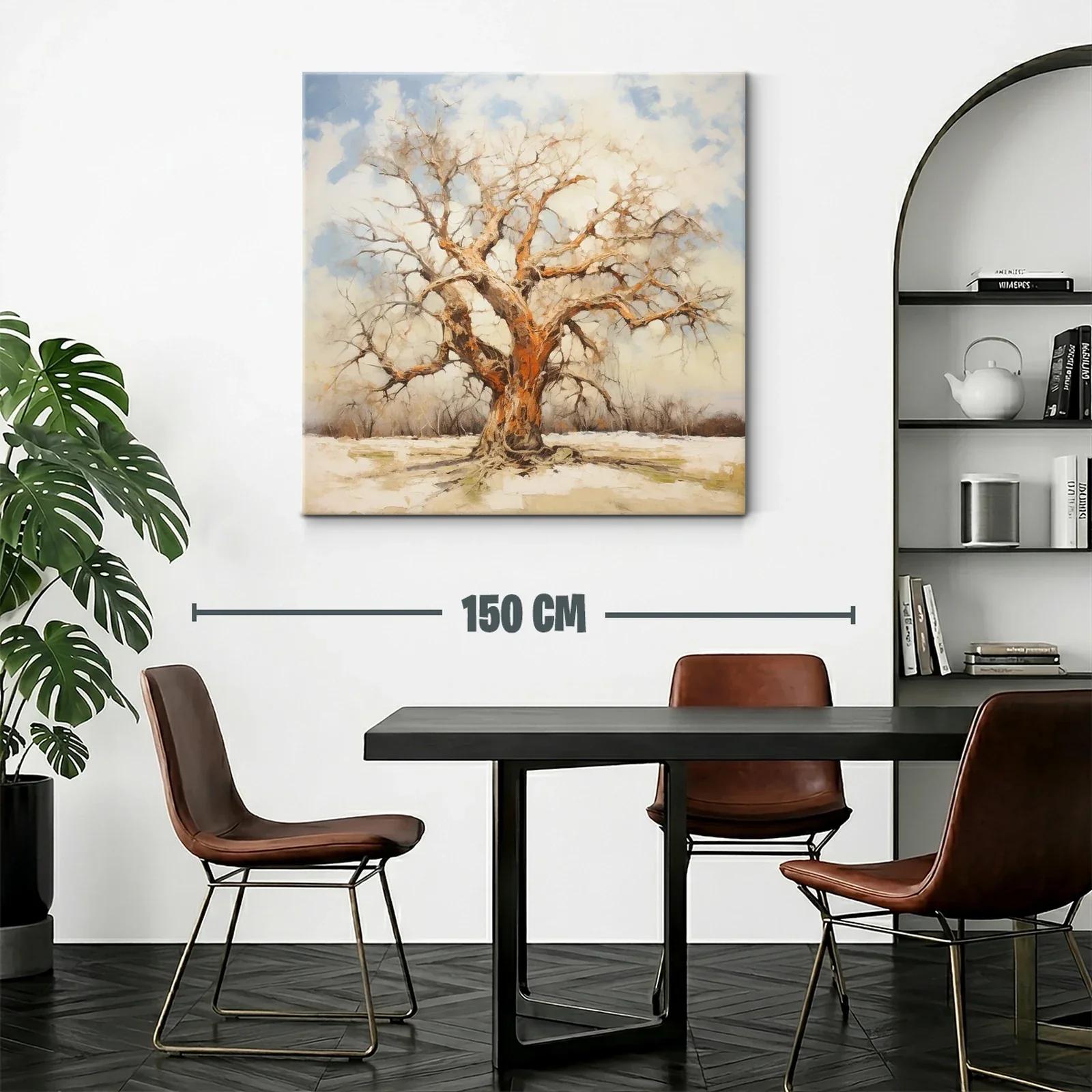 Árbol solitario con tonos cálidos y fondo nevado — miniatura 2