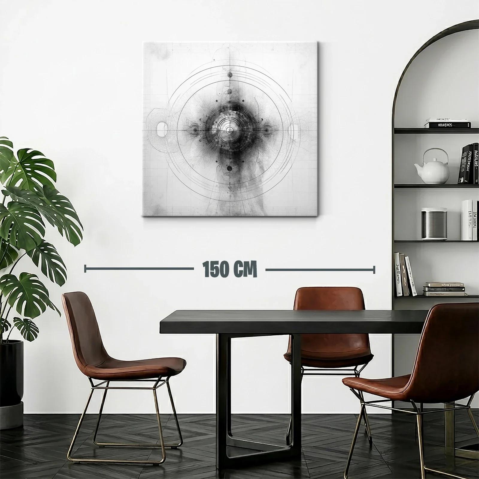 Composición abstracta en tonos grises con círculos concéntricos — miniatura 2