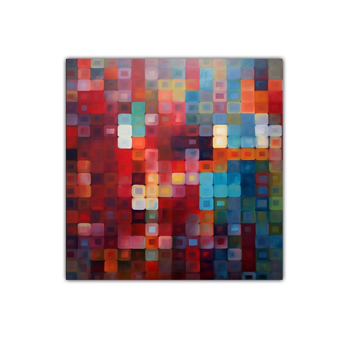 Composición vibrante de cuadros en tonos cálidos y fríos — imagen principal