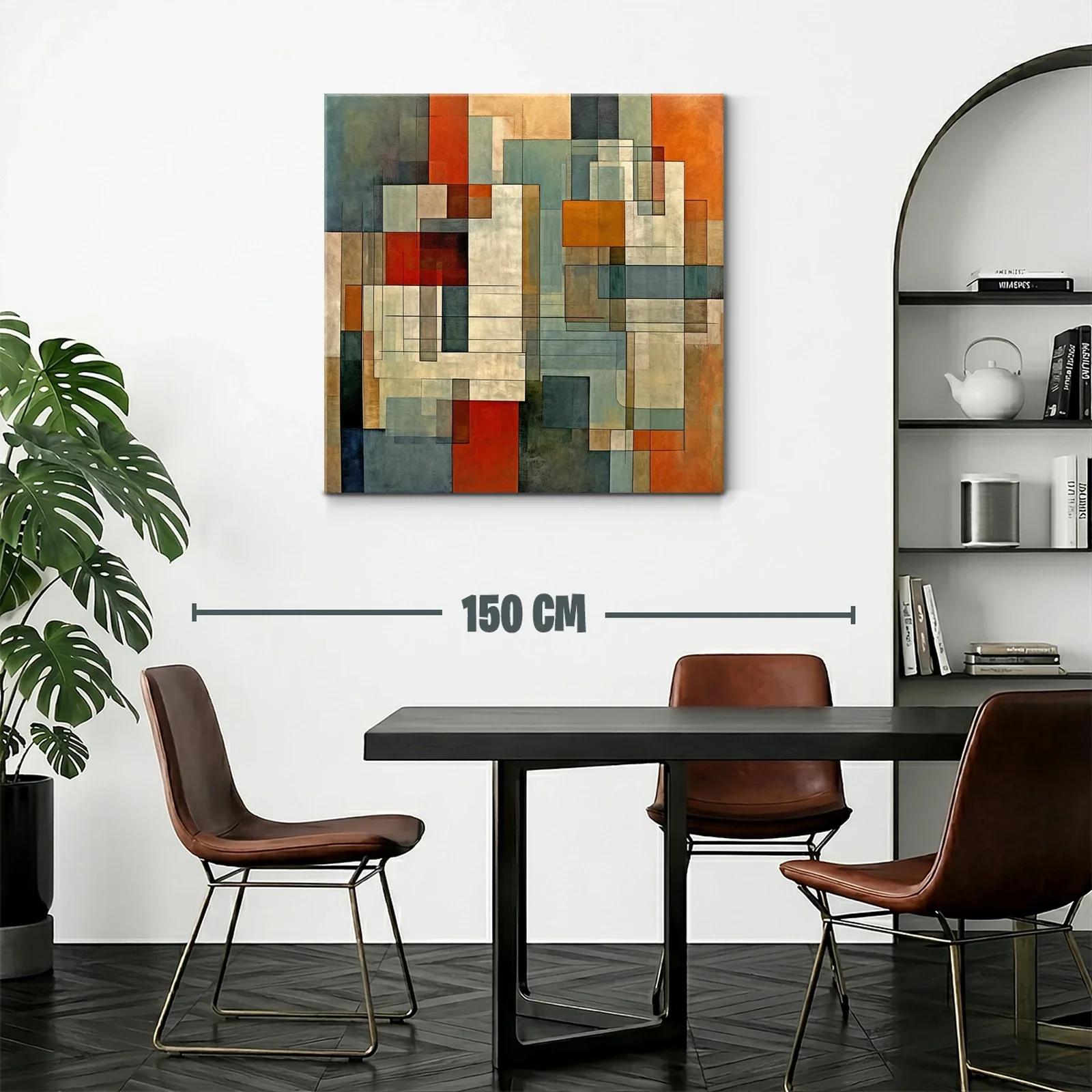 Cuadro abstracto con formas geométricas y tonos cálidos — miniatura 2