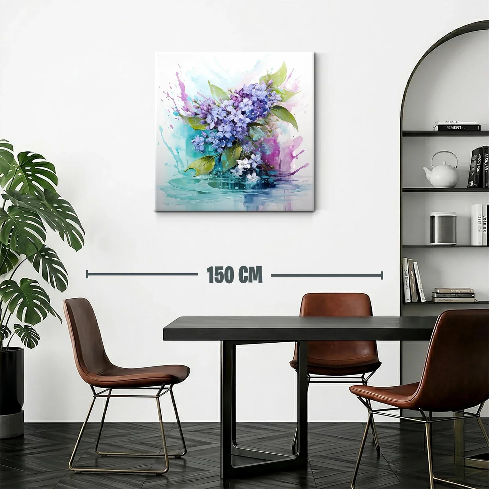 Cuadro floral con lilas y tonos acuarelados suaves — miniatura 2