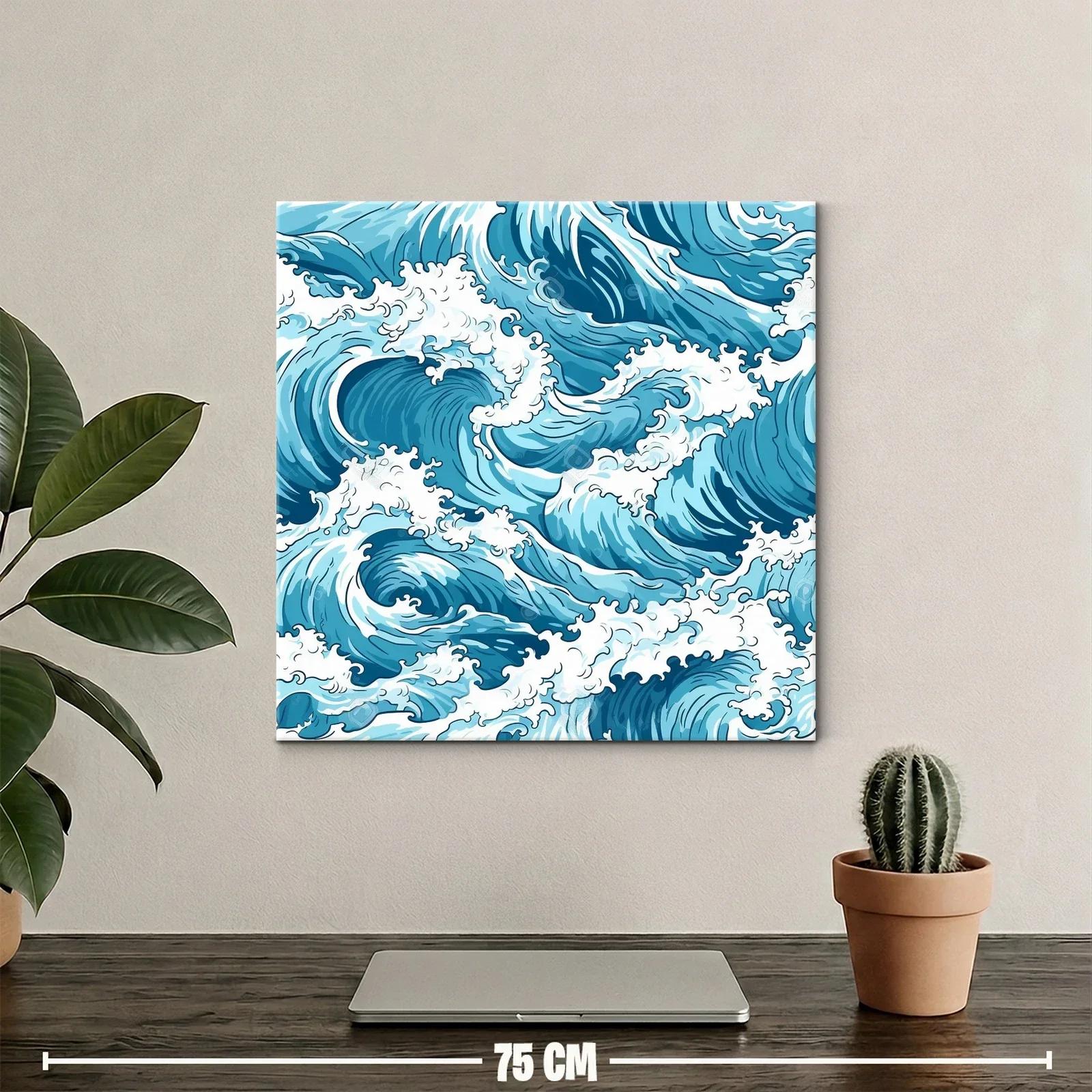 Impresionante obra de olas marinas en tonos azules y blancos — miniatura 2