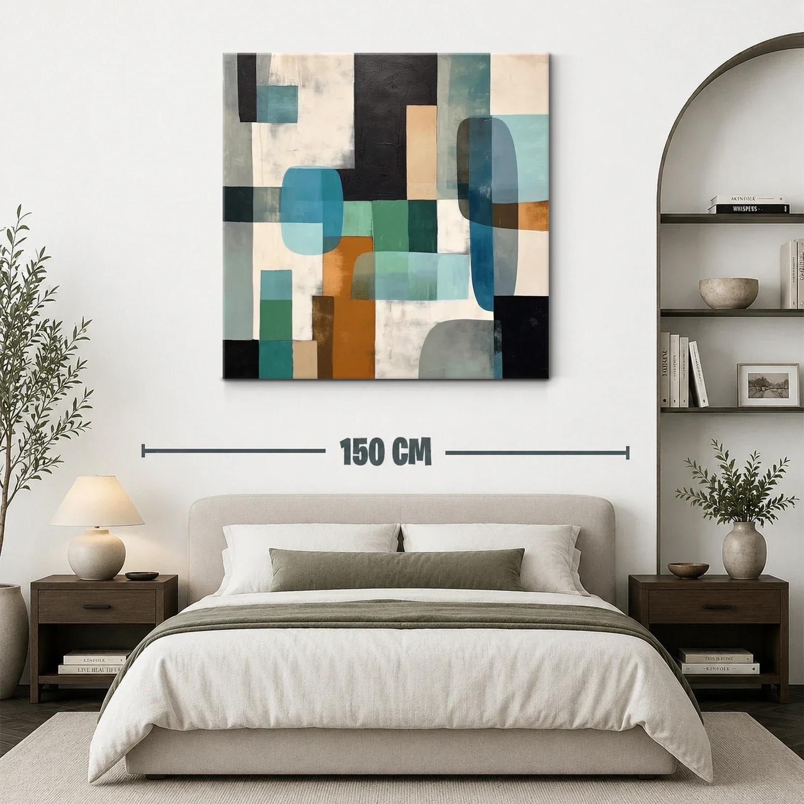 Composición abstracta con formas geométricas y tonos tierra y azules — miniatura 3