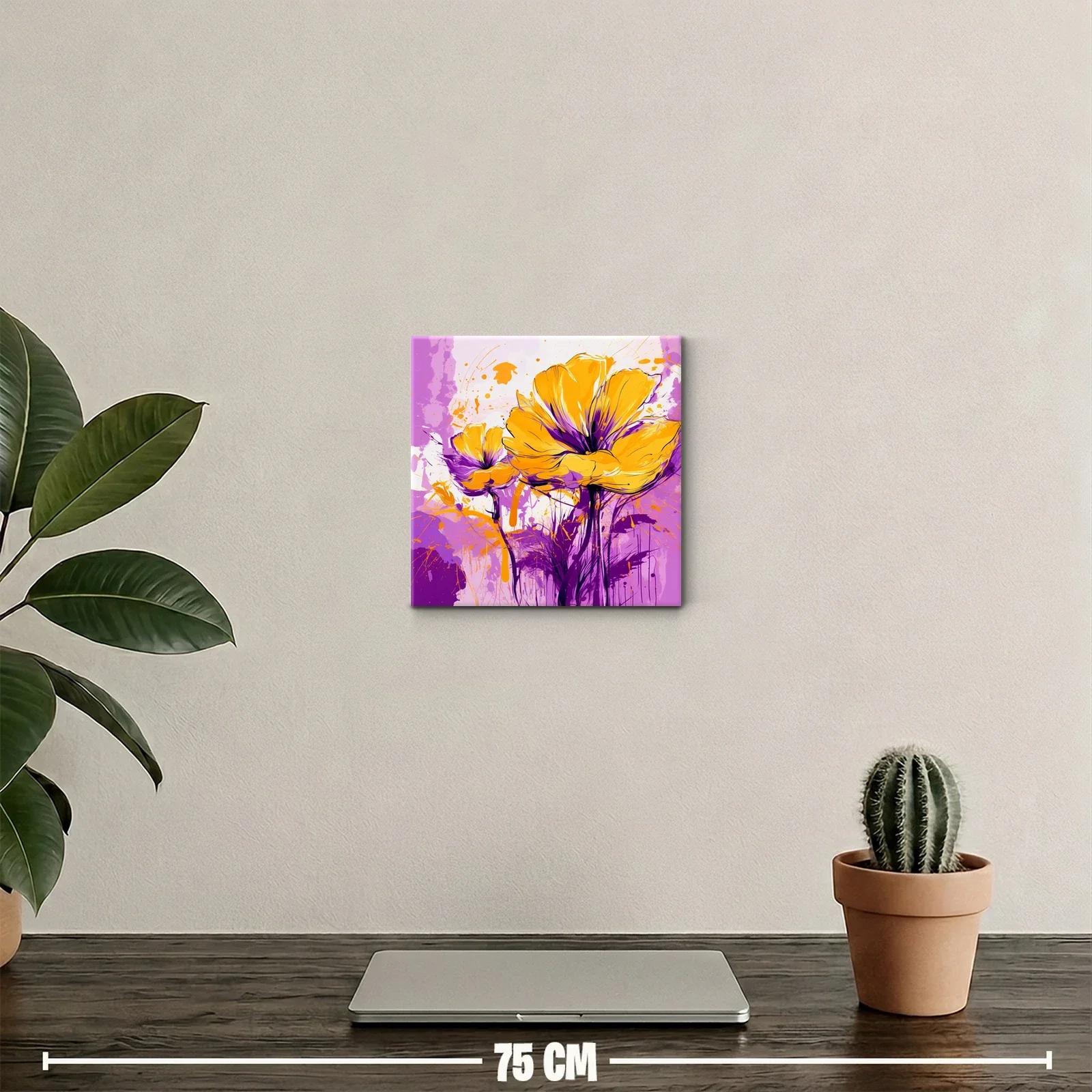 Flores vibrantes en tonos morados y amarillos intensos — miniatura 2