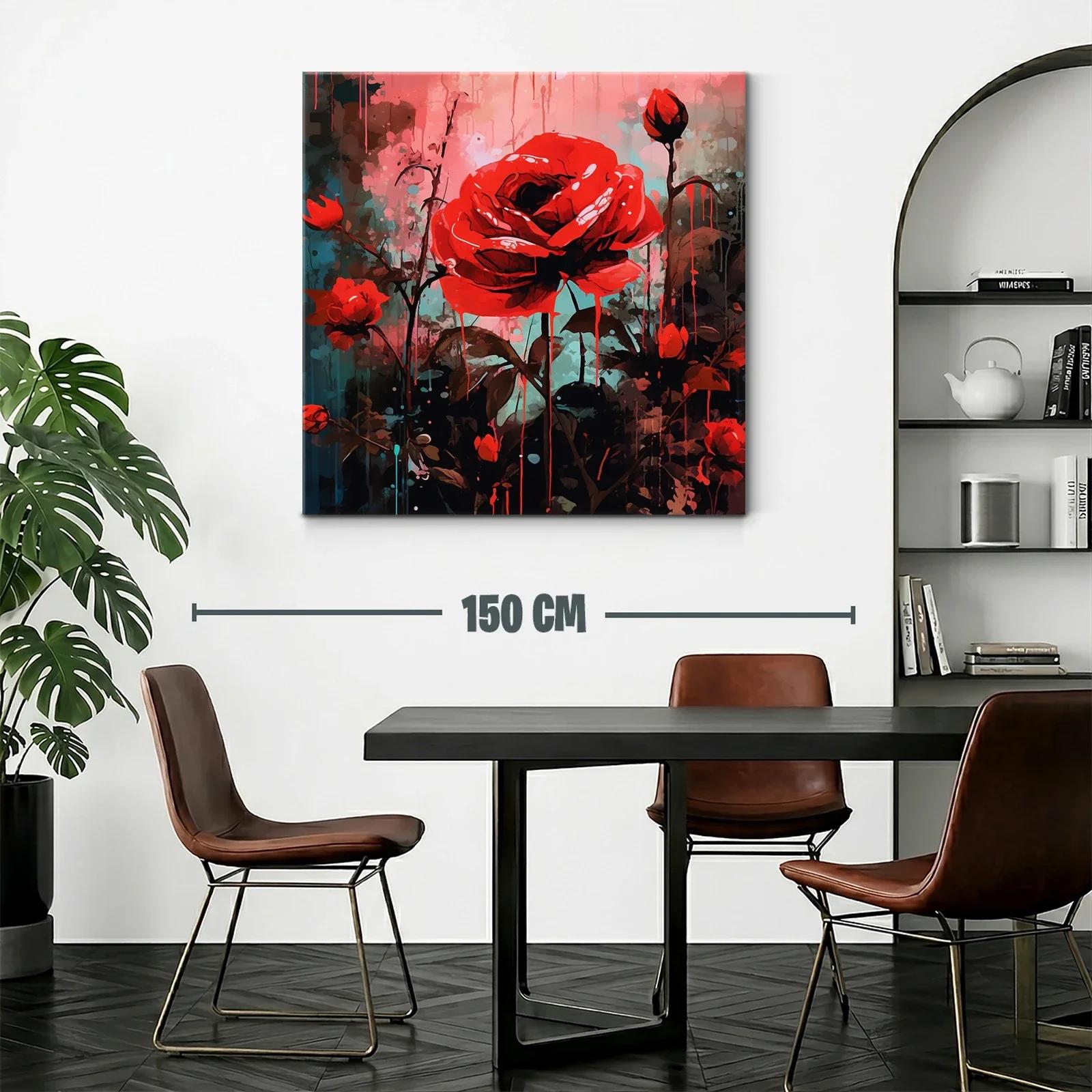 Vibrante composición de rosas rojas con fondo abstracto — miniatura 2