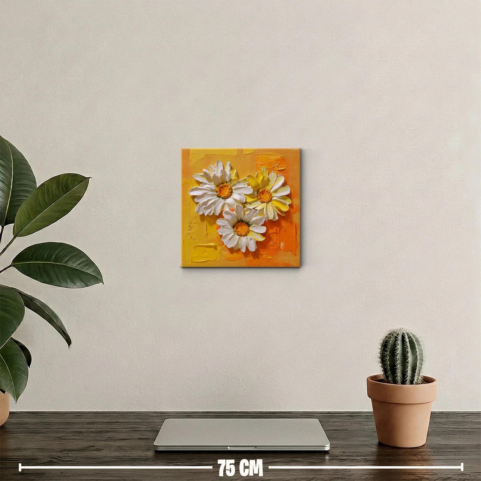 Cuadro decorativo con margaritas en tonos cálidos y vibrantes — miniatura 2