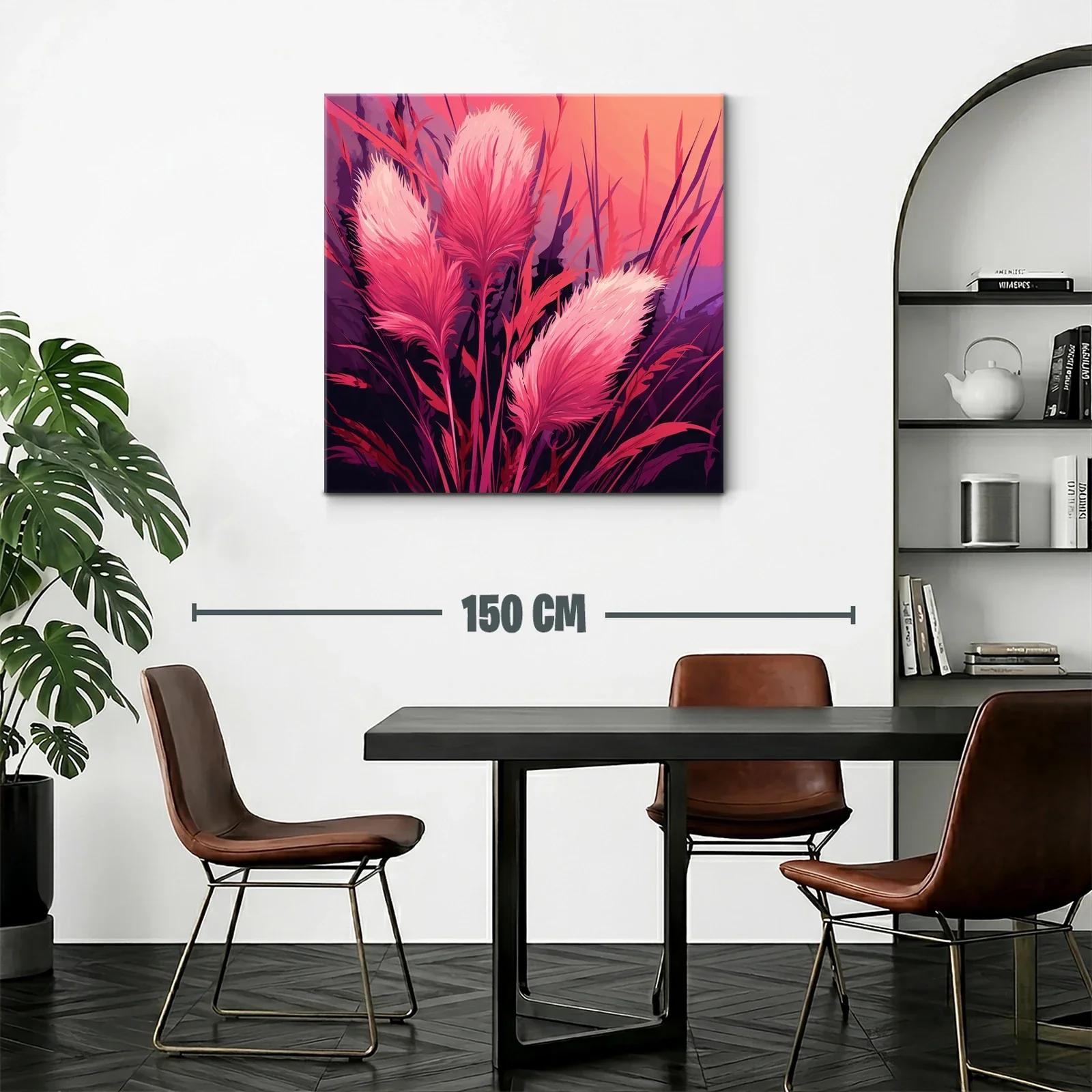 Ramas con plumas rosas en ambiente vibrante — miniatura 2