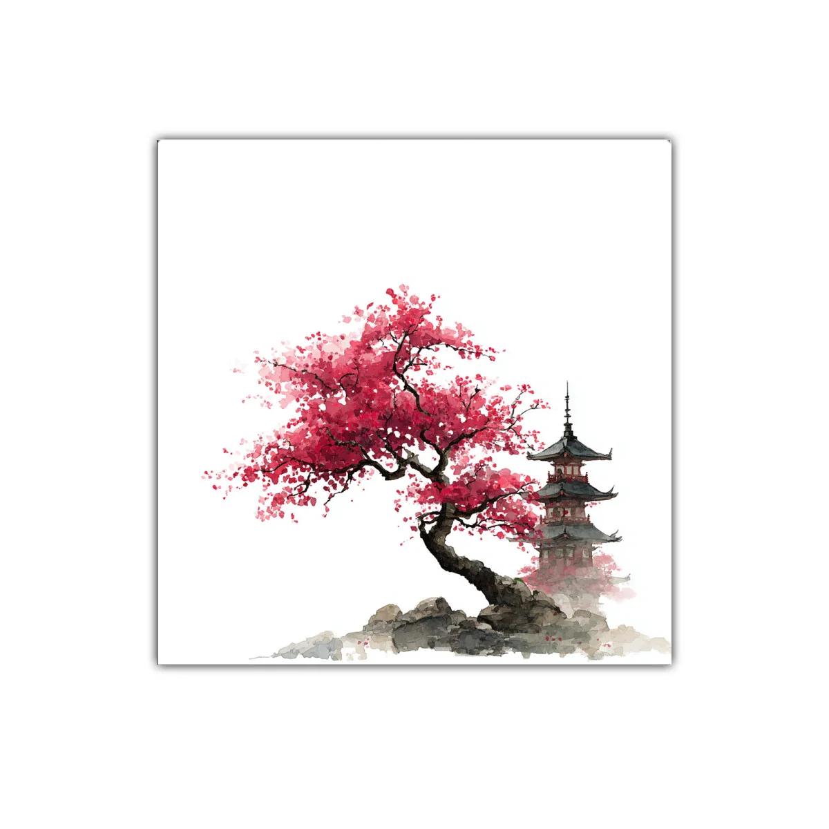 Árbol de Cerezo en Flor con Pagoda Japonesa — imagen principal