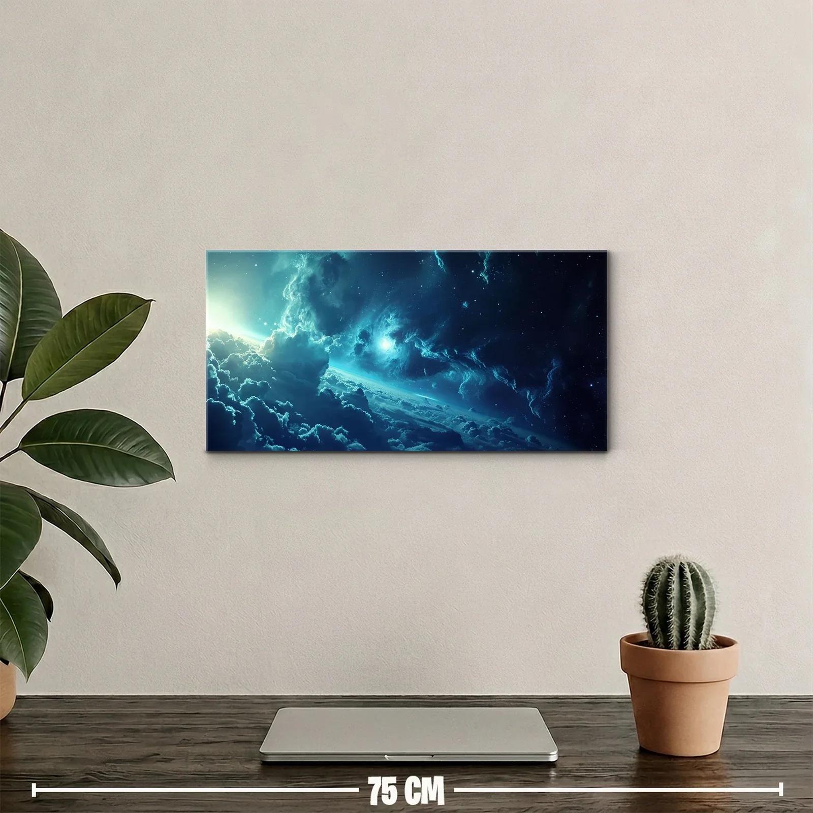 Cuadro nebulosa espacial azul con superficie curva celeste — miniatura 2