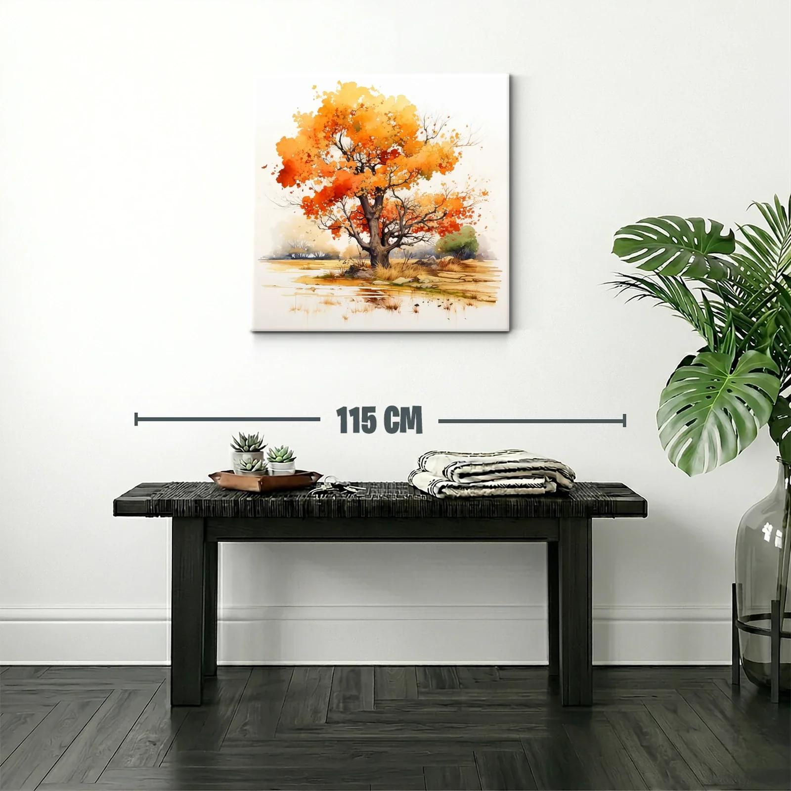 Árbol otoñal con tonos cálidos y paisaje sereno — miniatura 2