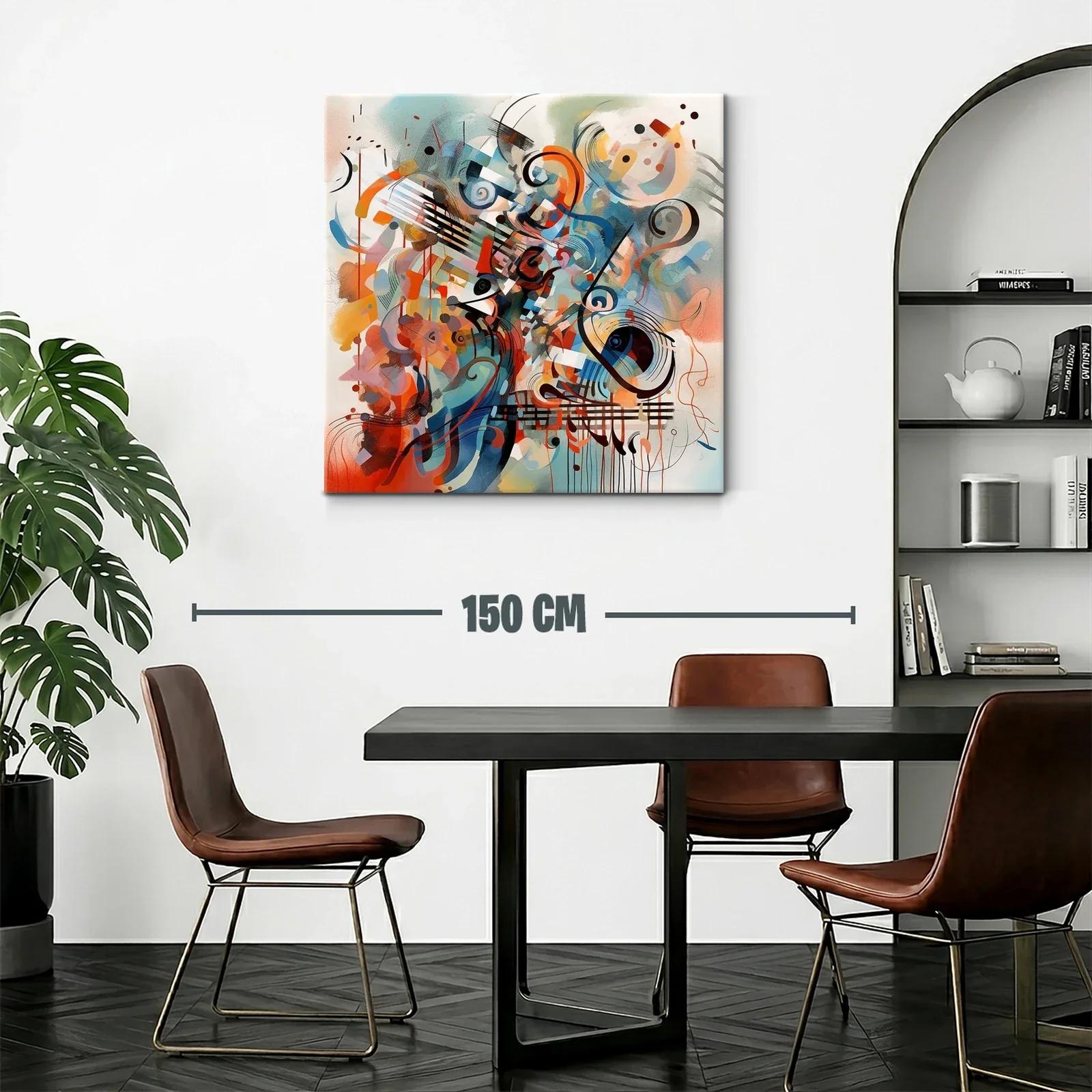 Composición abstracta con notas musicales vibrantes — miniatura 2