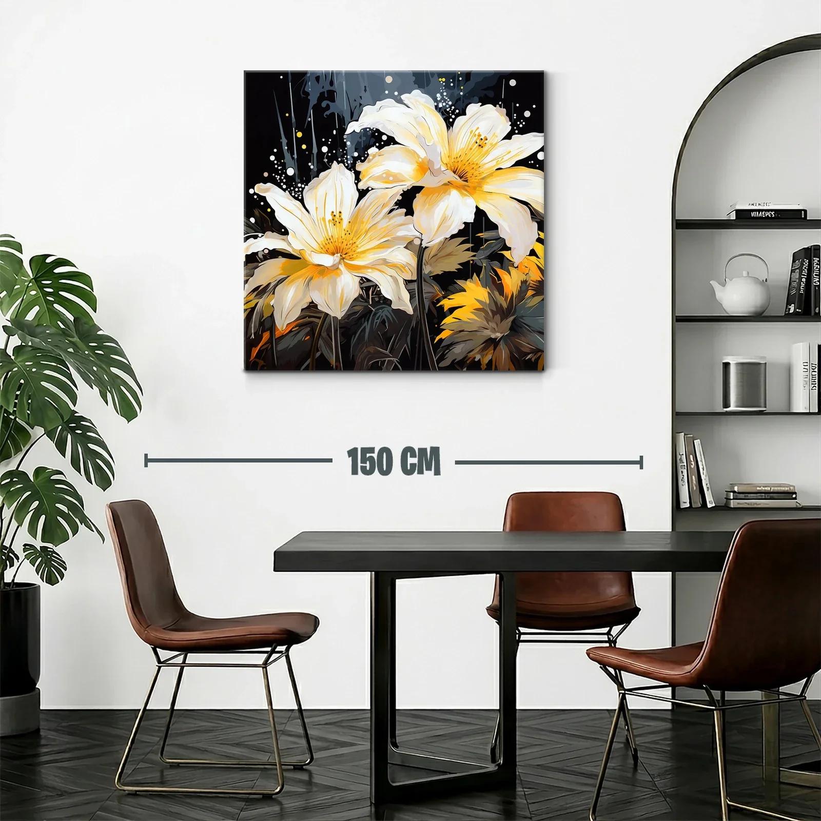 Flores luminosas en tonos amarillos sobre fondo oscuro — miniatura 2