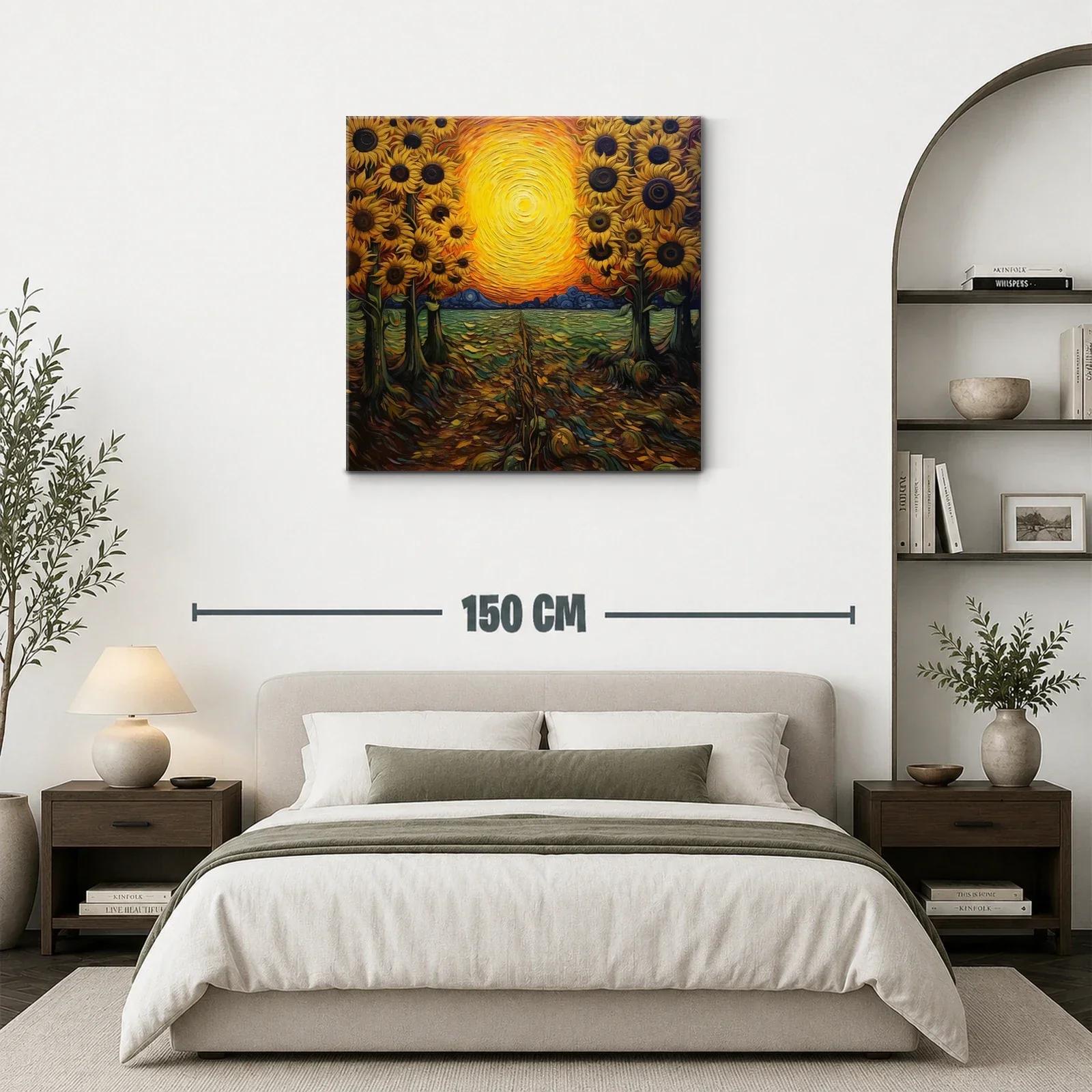 Atardecer vibrante con girasoles en campo abierto — miniatura 3