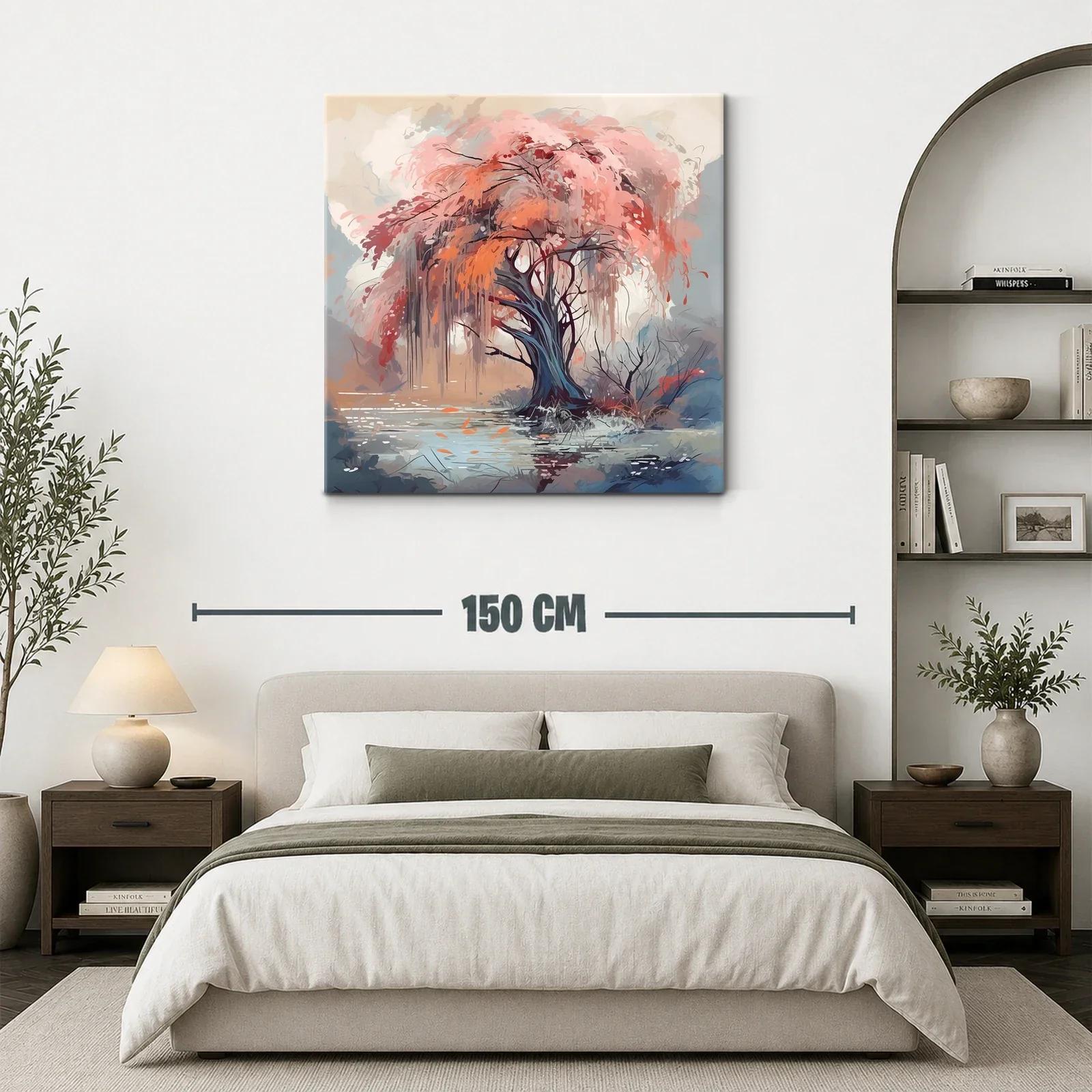Árbol vibrante en paisaje de tonos cálidos y suaves — miniatura 3