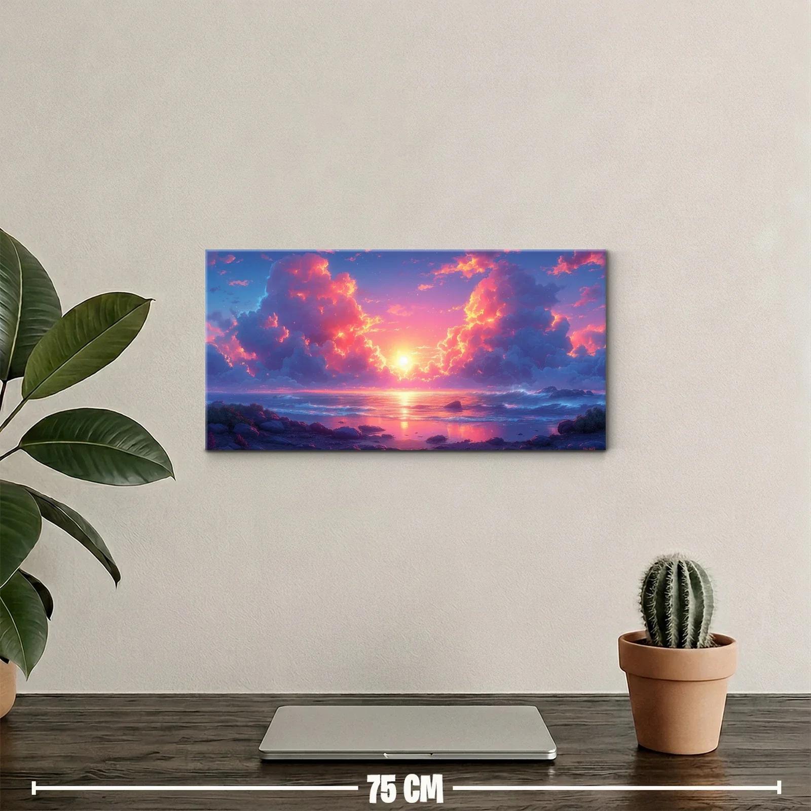 Cuadro atardecer sobre el mar con nubes voluminosas — miniatura 2