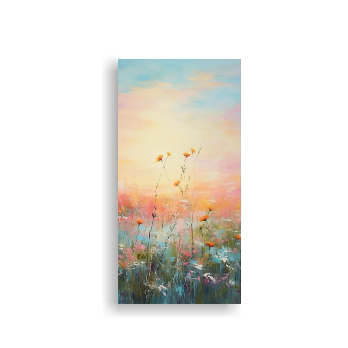 Cuadro de flores silvestres con cielo suave