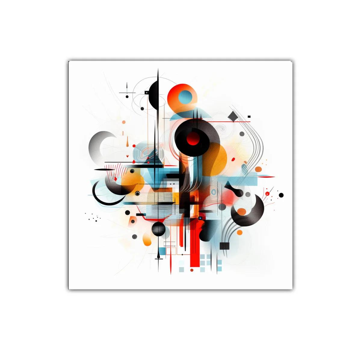 Composición abstracta vibrante con formas geométricas y líneas dinámicas
