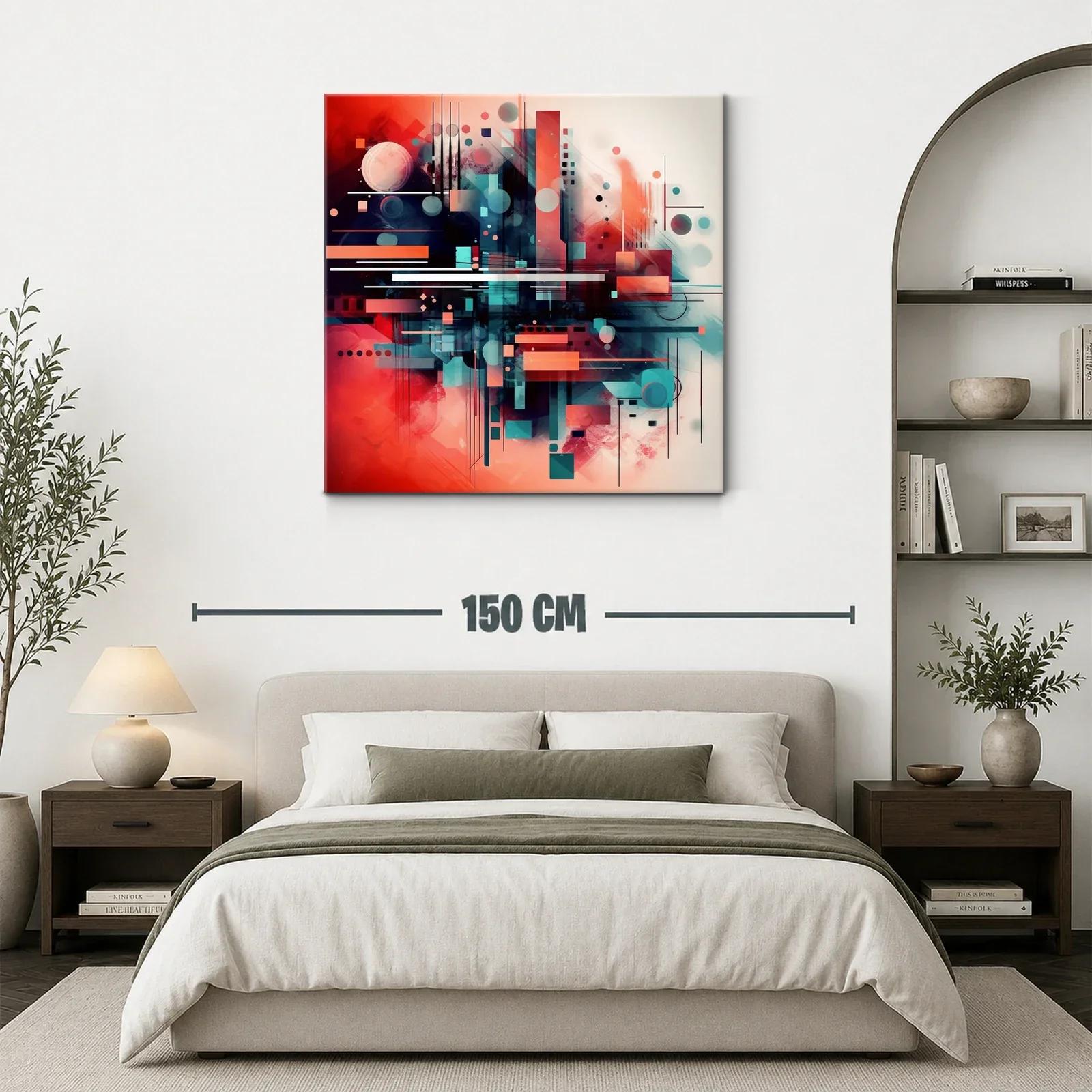 Composición abstracta dinámica en tonos cálidos y fríos — miniatura 3