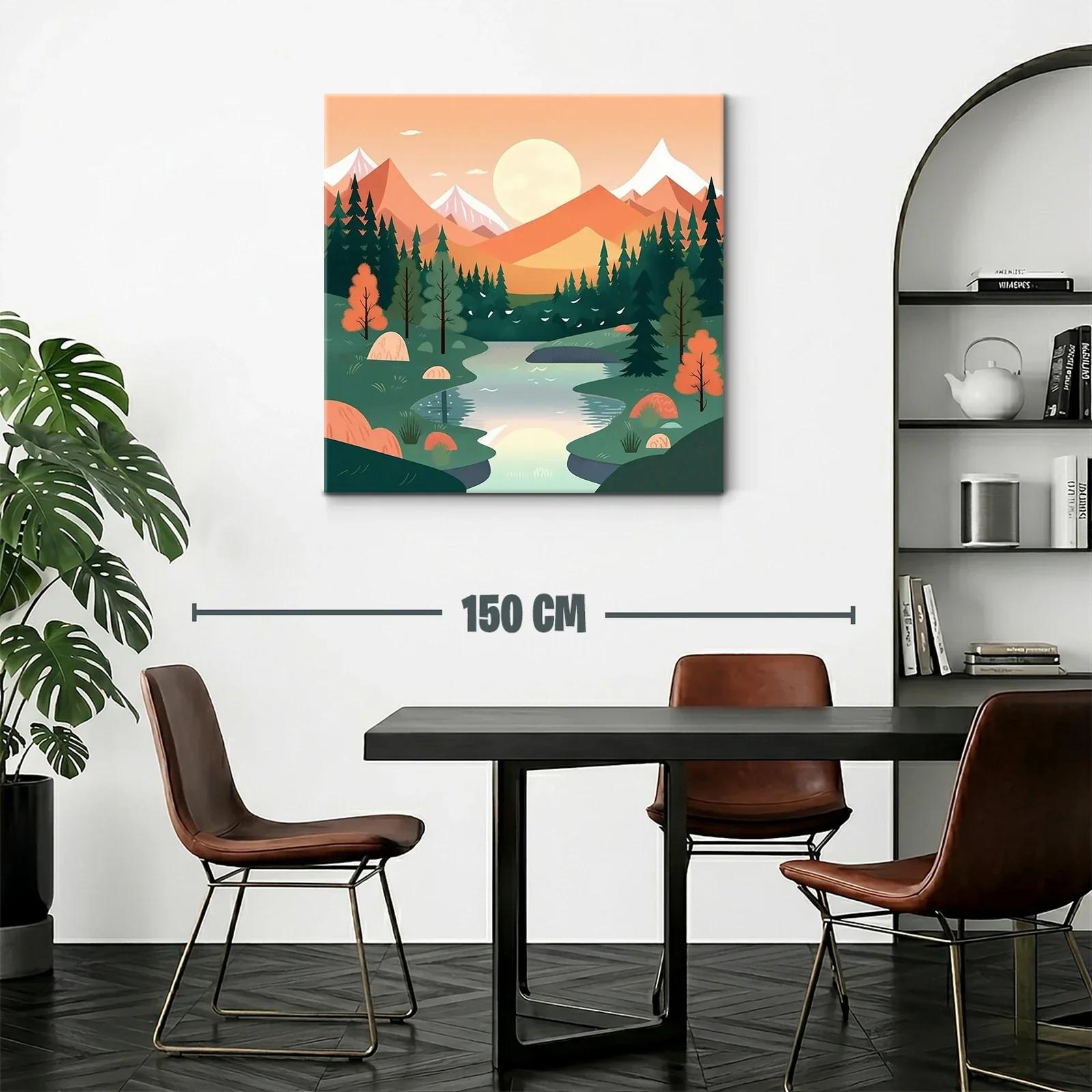 Paisaje sereno con río y montañas al atardecer — miniatura 2