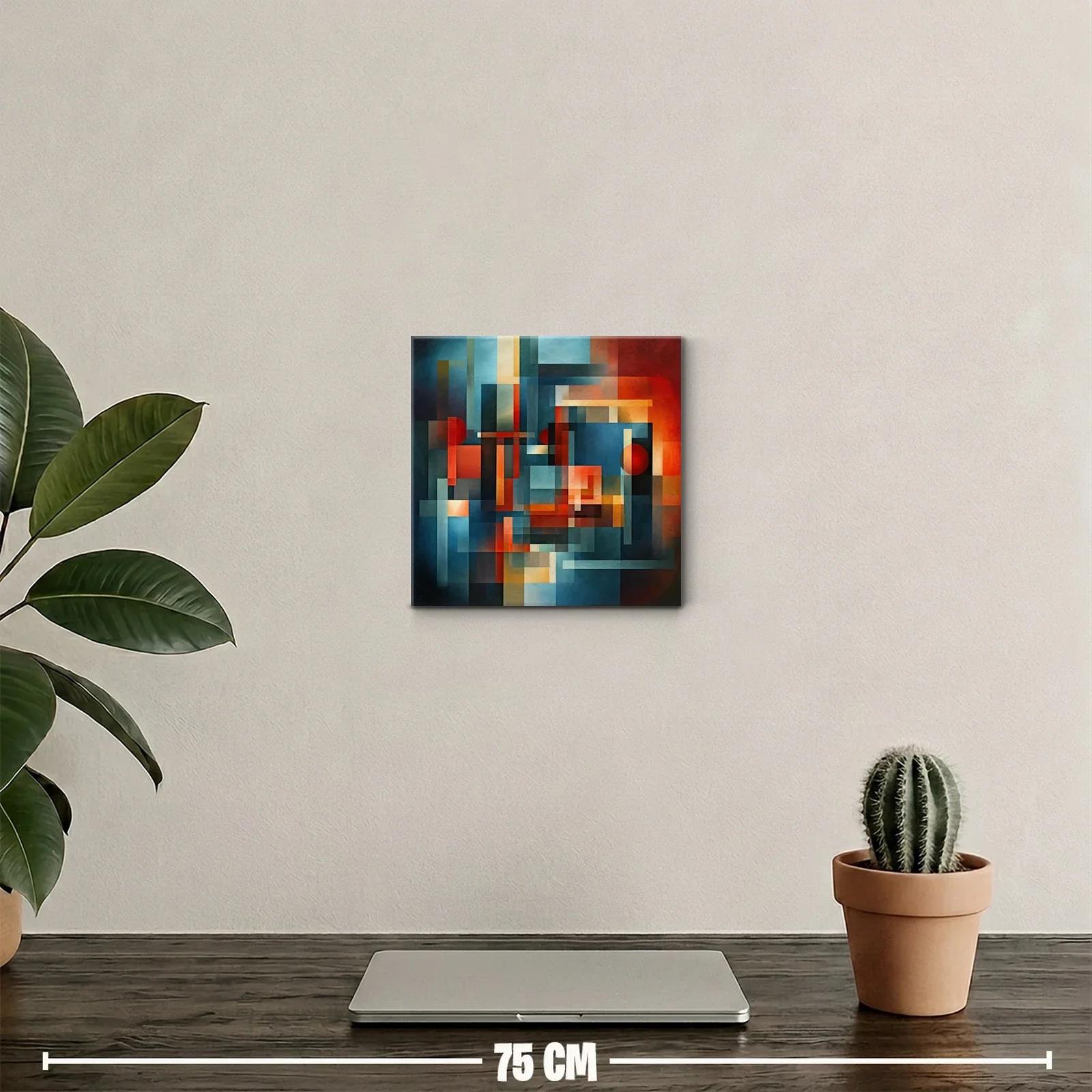 Cuadro abstracto moderno con colores intensos y formas geométricas — miniatura 2