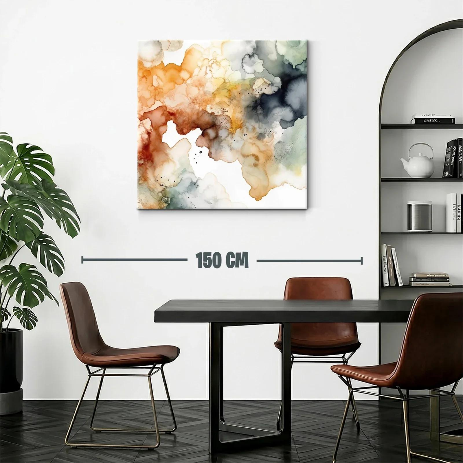 Cuadro abstracto con tonos cálidos y fríos para ambientes modernos — miniatura 2