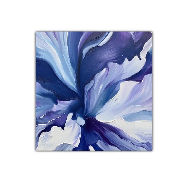 Cuadro decorativo con elegante flor en tonos azules y violetas