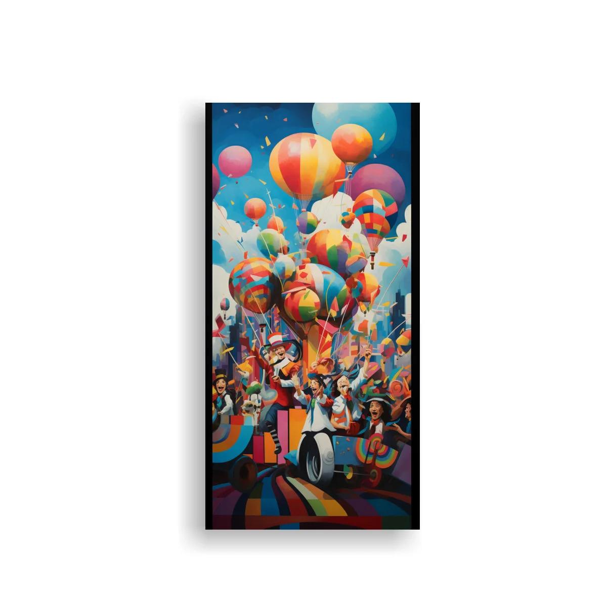 Cuadro globos aerostáticos de colores con desfile festivo — imagen principal